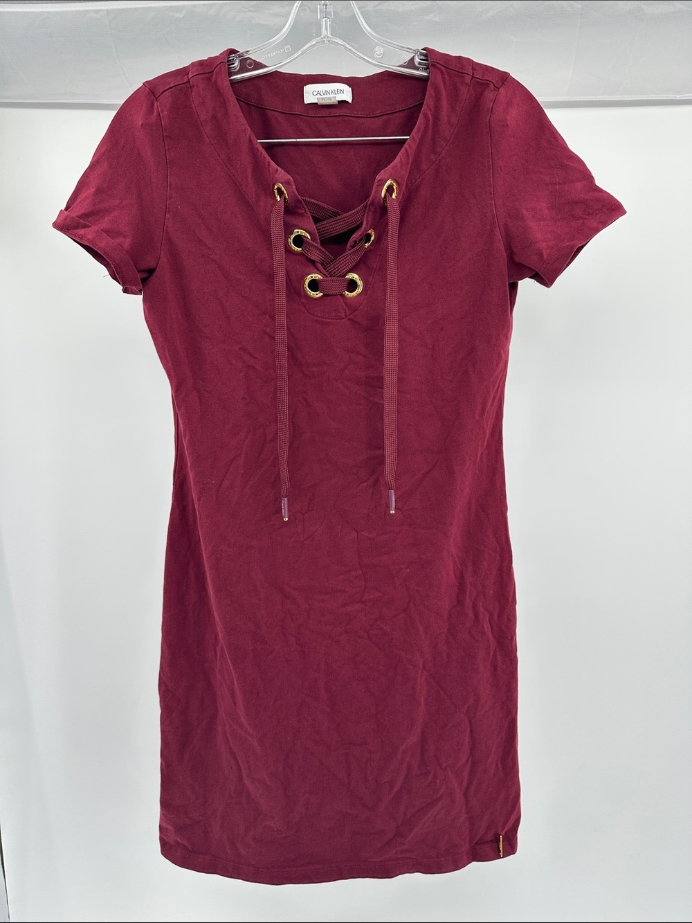 Calvin Klein Burgundy Lace-Up Short Dress